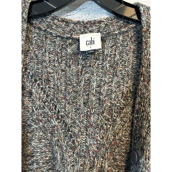 Cabi Long Knit Cardigan Sweater Sparkly Speckled Button-Front Size S - Picture 2 of 5